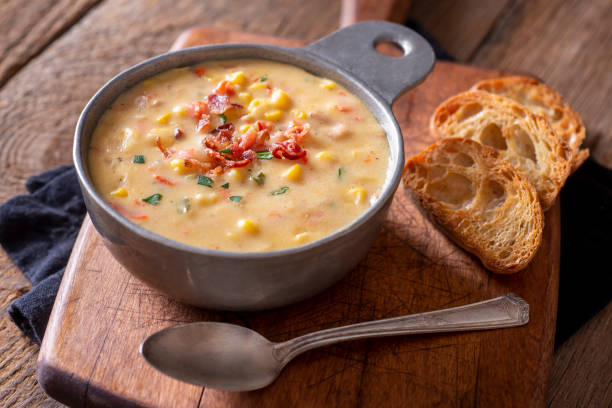 Potato and Bacon Soup with Cheesy Toast and Bacon