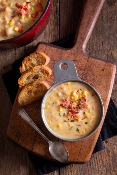 Potato and Bacon Soup with Cheesy Toast and Bacon