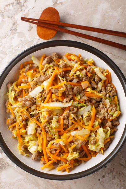 ground beef egg roll in a bowl