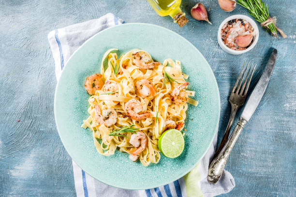 Creamy Shrimp Fettuccine Pasta With Sauce