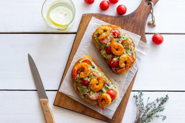 Shrimp and Avocado Garlic Bread