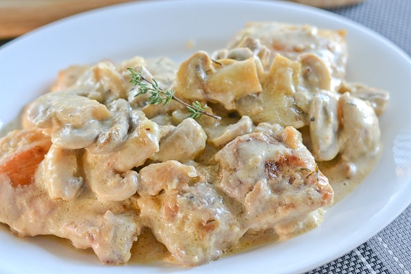 Chicken and Mushroom Skillet in a Creamy Asiago and Mustard Sauce