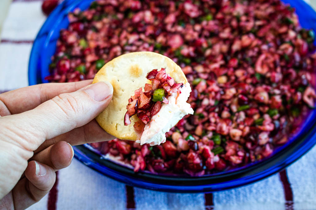 Holiday Cranberry Jalapeño Cream Cheese Dip