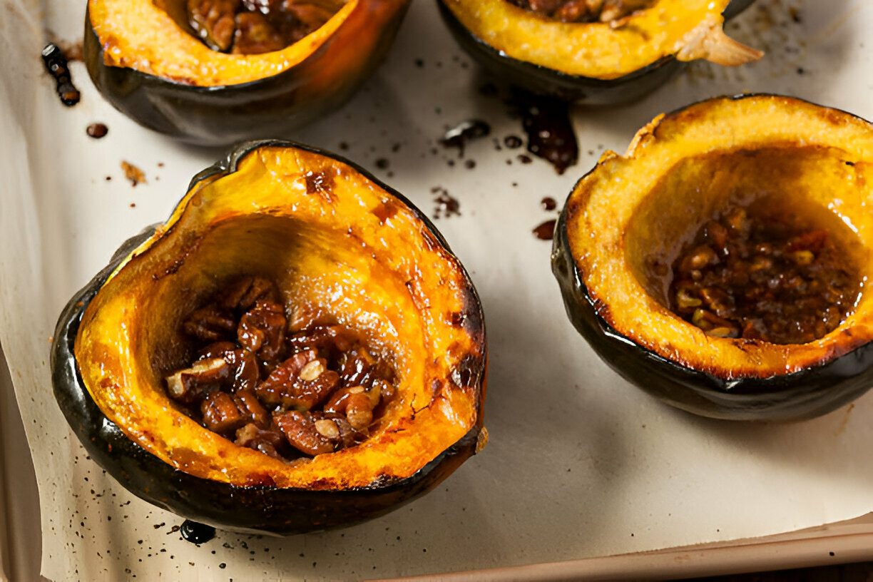 Maple Pecan Roasted Acorn Squash