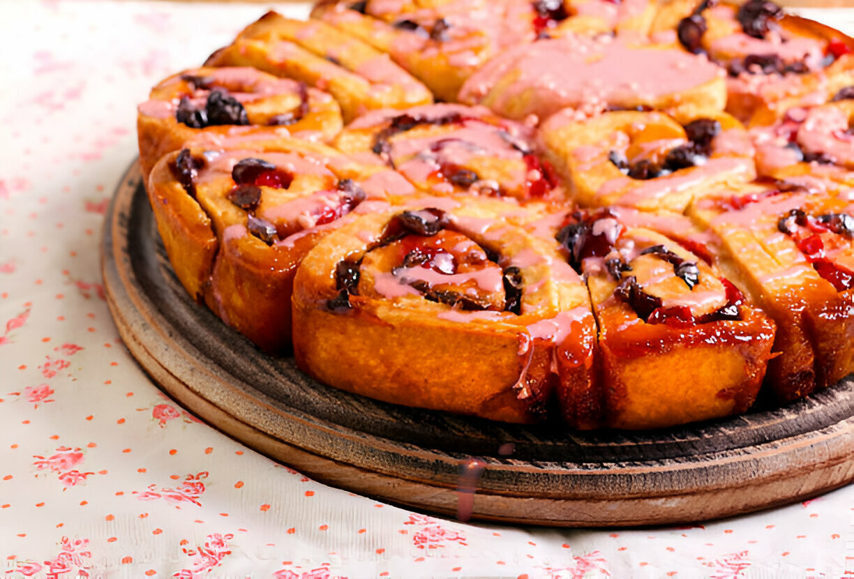 Raspberry Cinnamon Rolls with Lemon Glaze