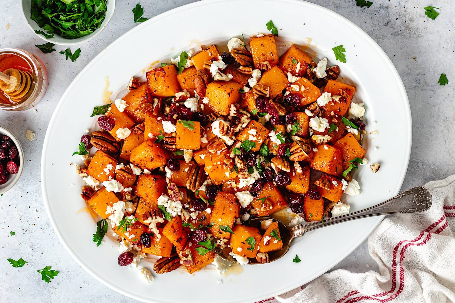 Roasted Butternut Squash with Feta and Brown Sugar