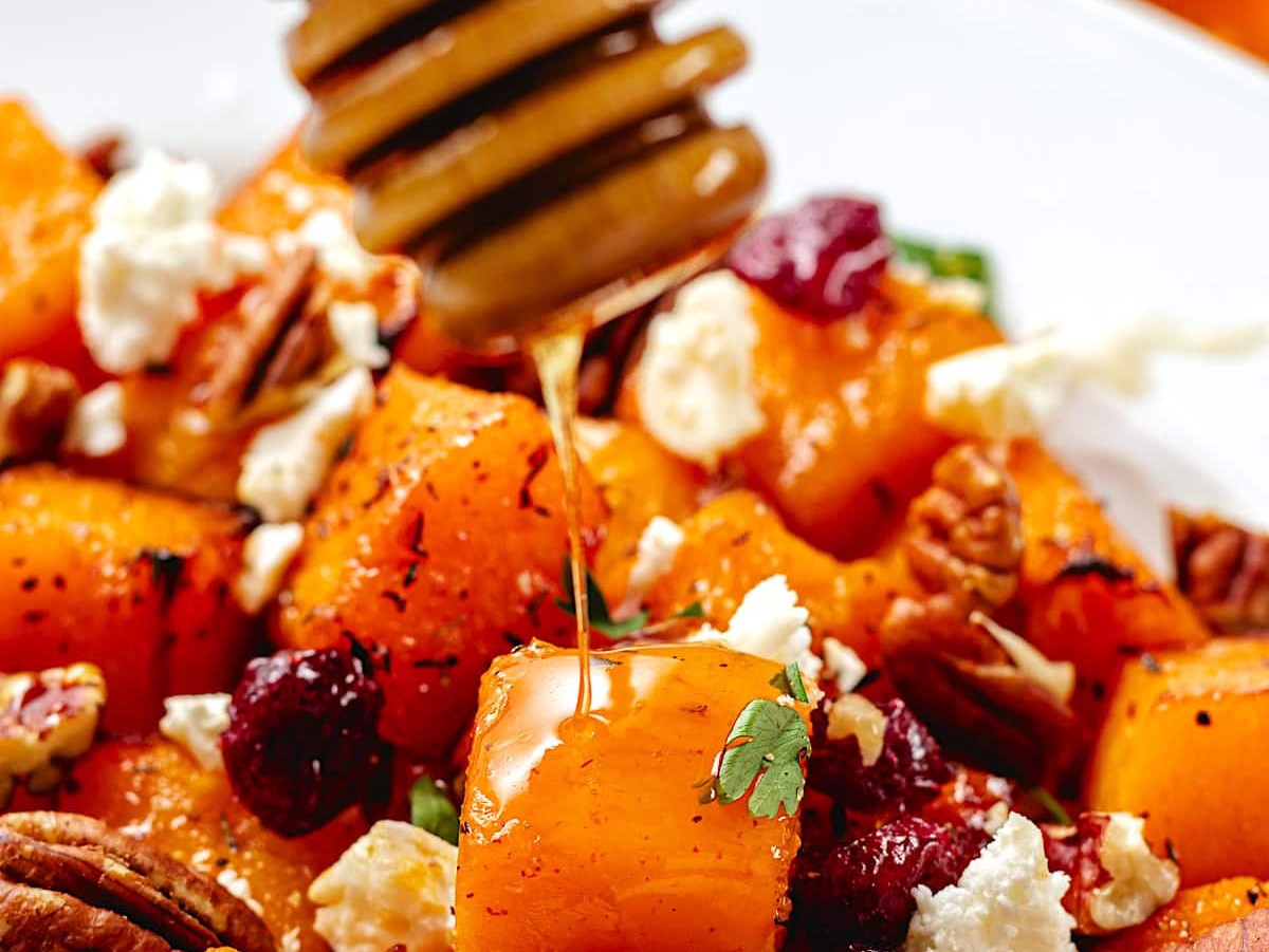 Roasted Butternut Squash with Feta and Brown Sugar