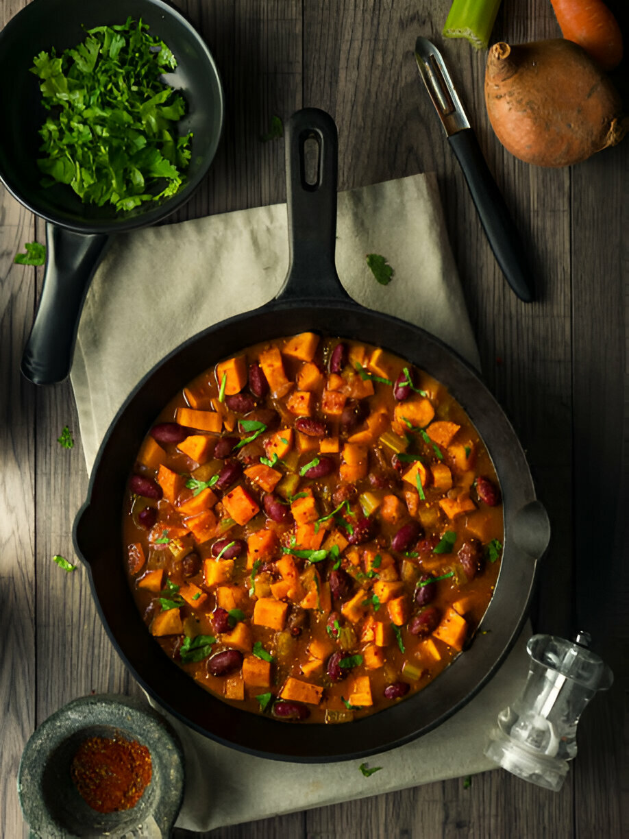 Spiced Sweet Potato and Black Bean Stew