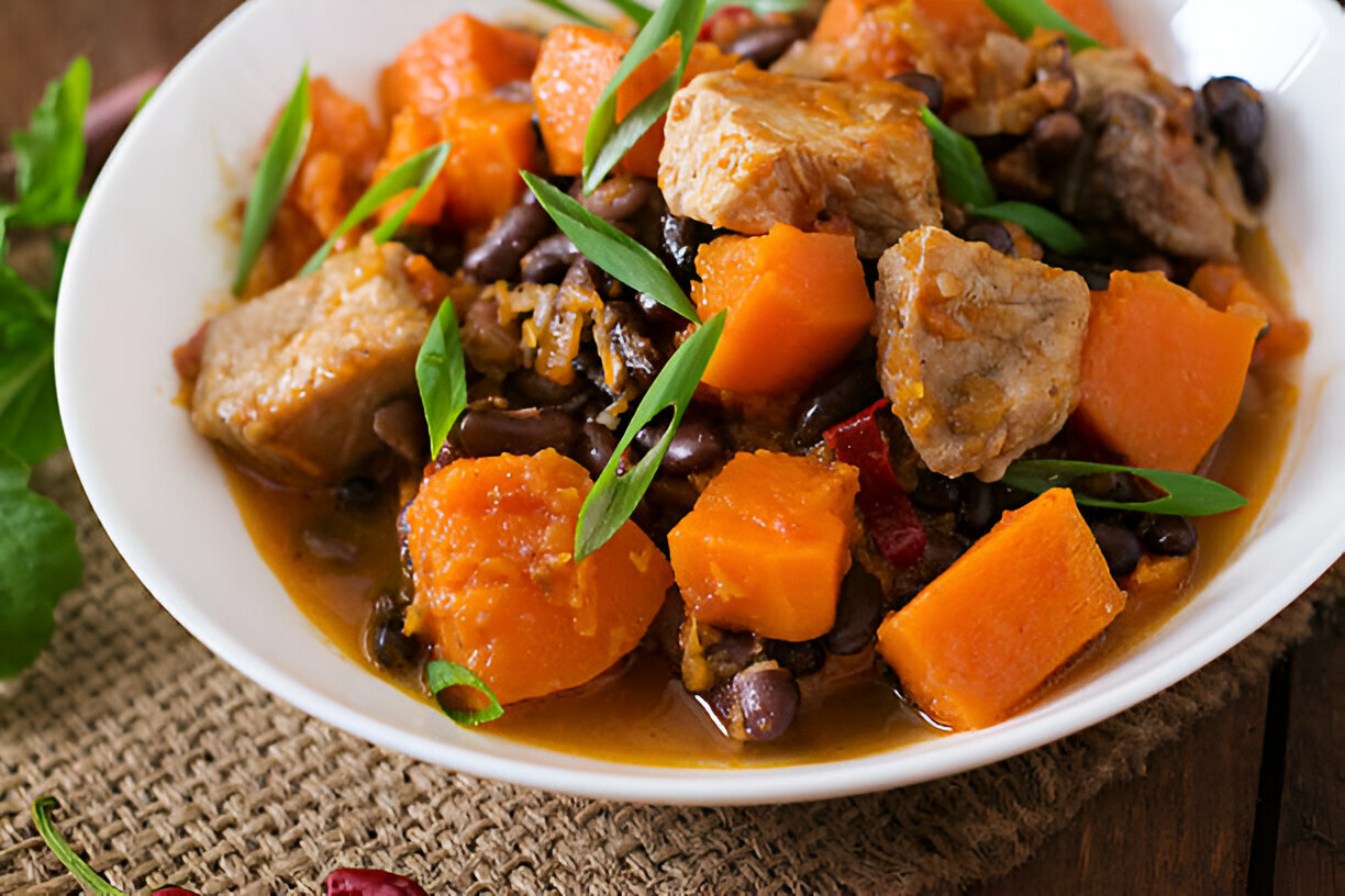 Spiced Sweet Potato and Black Bean Stew