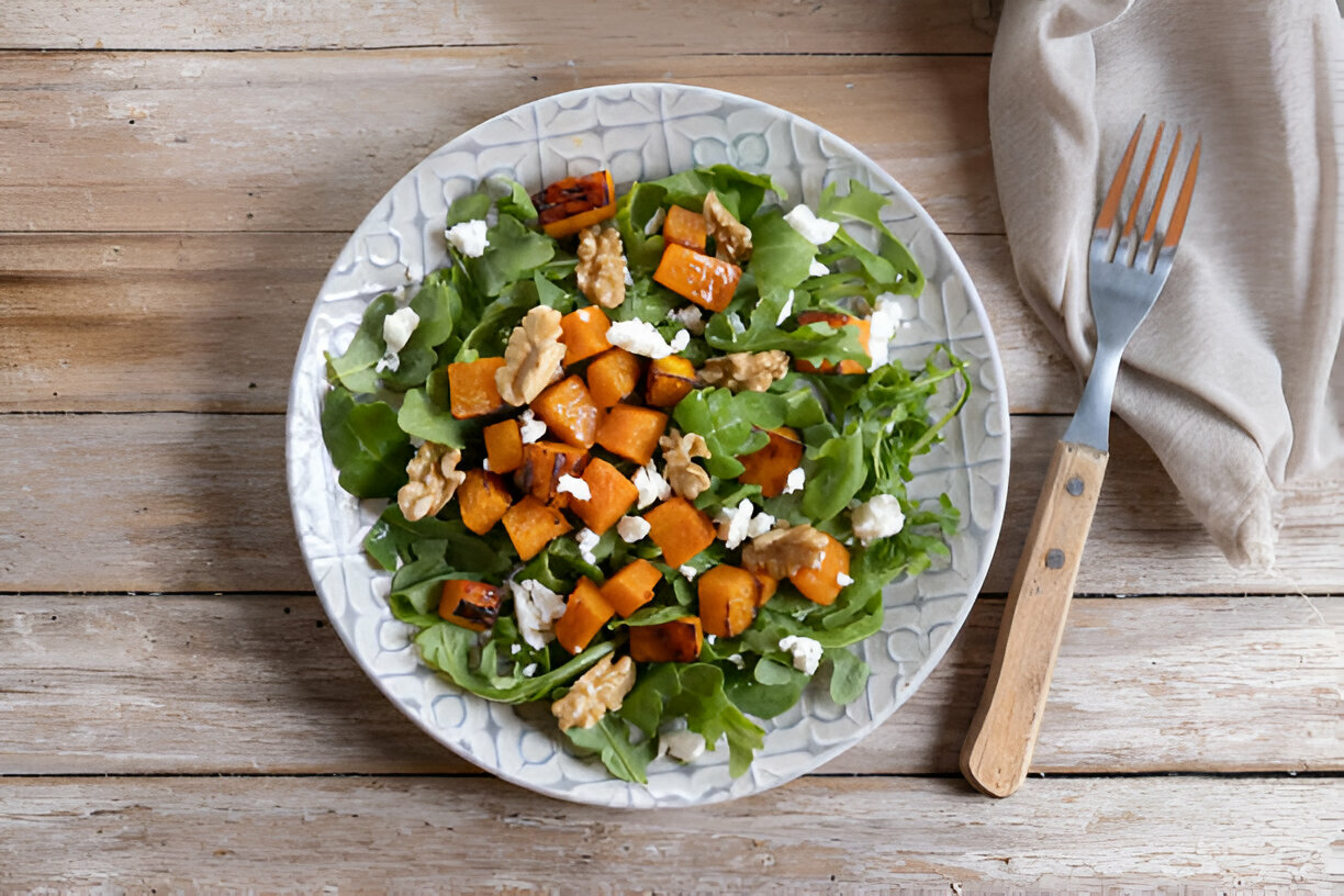 Walnut Maple Goat Cheese Roasted Sweet Potatoes